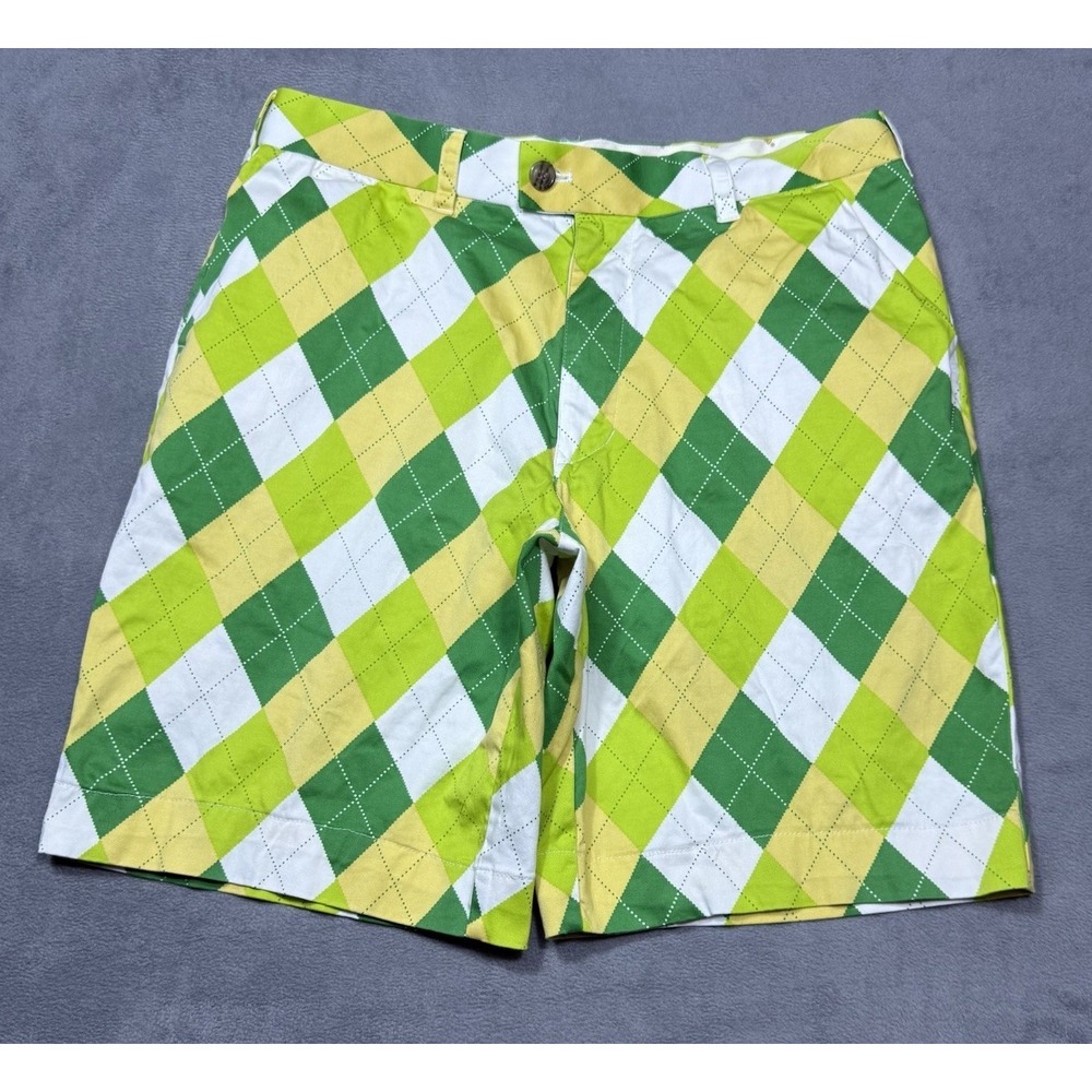 Loudmouth Golf Shorts Mens 34 Diamond Geometric Chino 9" Inseam Dadcore Abstract